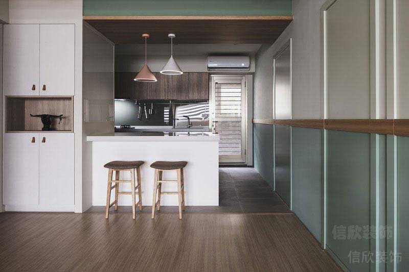 二手房改造現(xiàn)代簡(jiǎn)約風(fēng)廚房吧臺(tái)效果圖