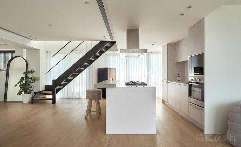 二手房改造現(xiàn)代簡(jiǎn)約風(fēng)開放式廚房效果圖(1)