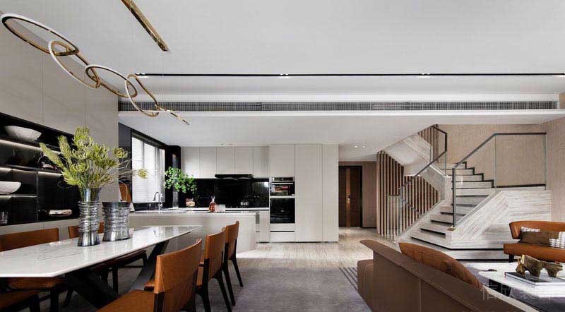 二手房改造現(xiàn)代輕奢風(fēng)客餐廳效果圖