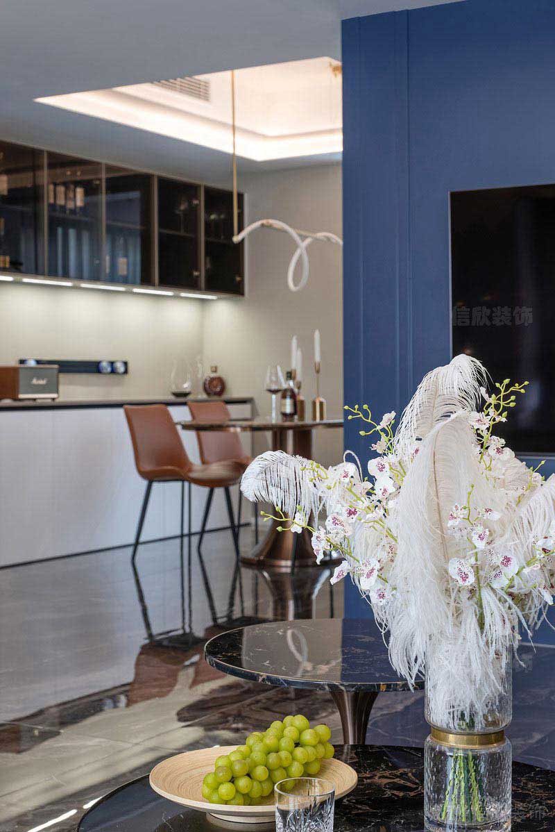 二手房改造現(xiàn)代輕奢風(fēng)天然石材茶幾效果圖