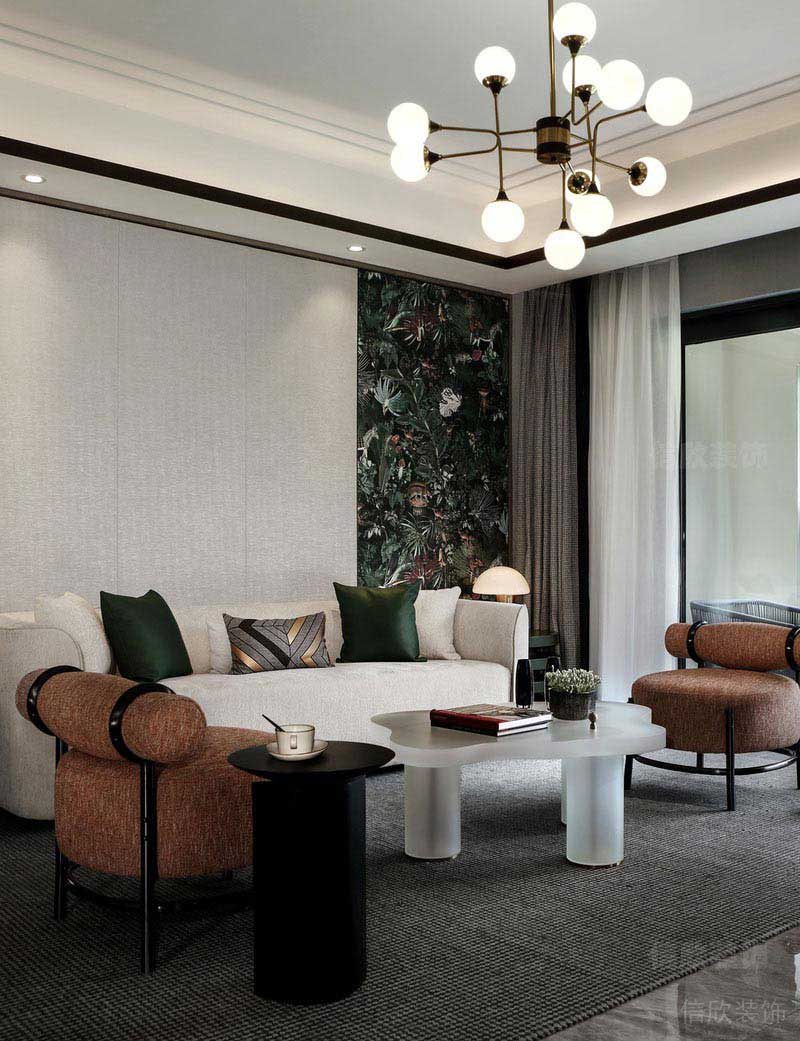 客廳裝修效果圖黑色不銹鋼頂面走邊設(shè)計(jì)方案