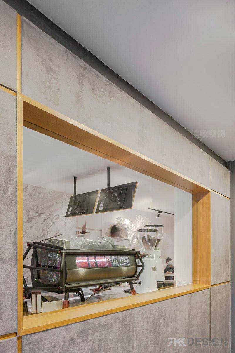 咖啡店餐廳裝修工業(yè)風(fēng)簡(jiǎn)約吧臺(tái)鏤空墻體設(shè)計(jì)圖黃色窗套設(shè)計(jì)效果圖