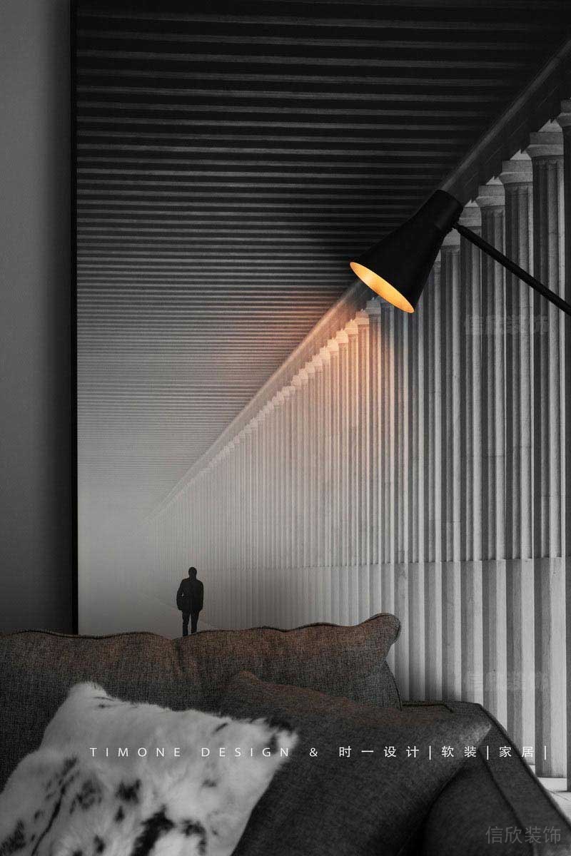 辦公室沙發(fā)休息區(qū)灰色墻體壁畫設(shè)計(jì)效果黑色空間的暖管設(shè)計(jì)