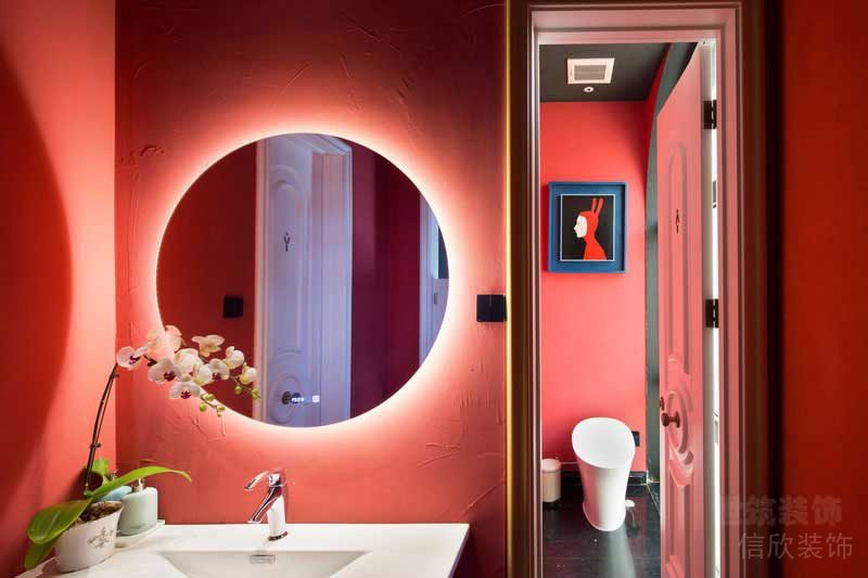 后現(xiàn)代風(fēng)格餐飲空間衛(wèi)生間洗手臺(tái)