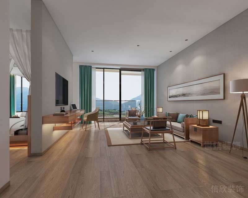 極簡(jiǎn)中式樣板間客廳效果圖