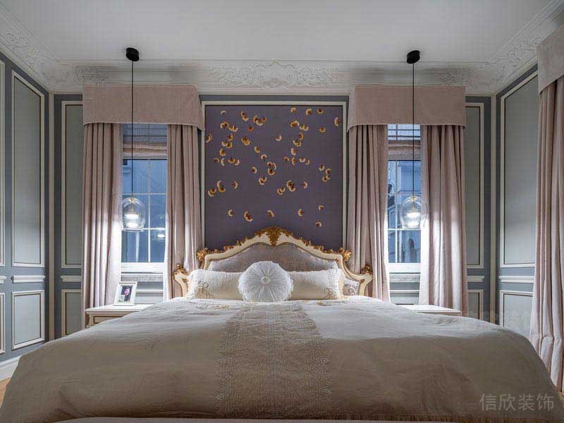 簡(jiǎn)歐風(fēng)格家庭空間臥室床頭背景
