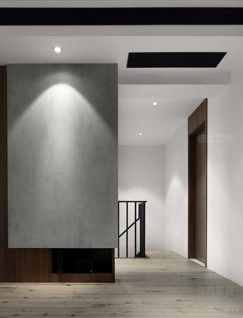 簡約風(fēng)別墅二樓平頂黑色不銹鋼線條效果圖