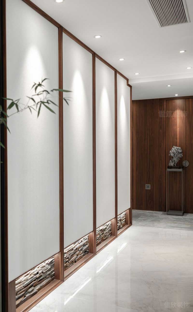 簡(jiǎn)約中式辦公室走道屏風(fēng)造型背景墻