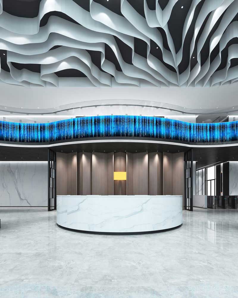 科技風(fēng)辦公室前臺(tái)服務(wù)區(qū)