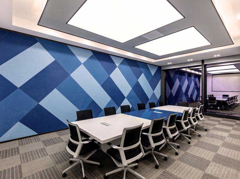 藍(lán)色的會(huì)議室背景墻效果