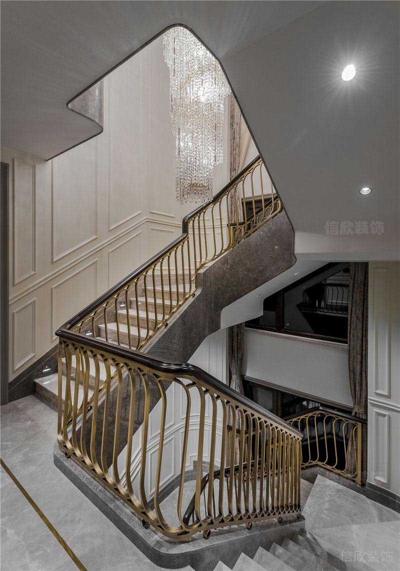 樓梯金色欄桿設(shè)計(jì)效果圖