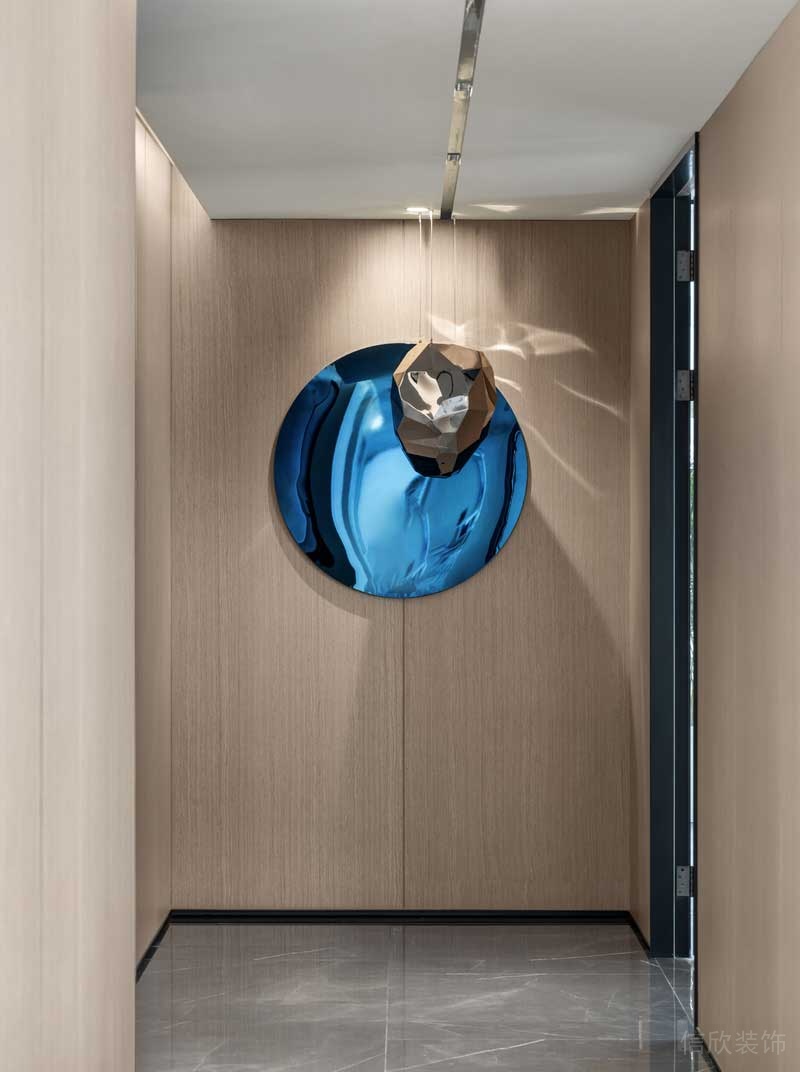 大理石地板過道裝修金屬墻體云新鏡面效果圖天花直線是金屬設(shè)計