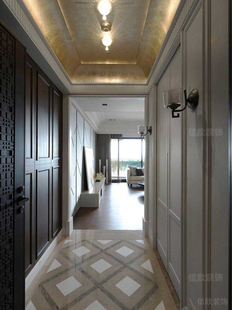 歐式金箔吊頂設(shè)計(jì)的過道效果圖