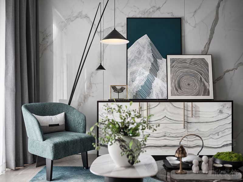 輕奢風(fēng)格家居樣板間休閑區(qū)裝飾柜