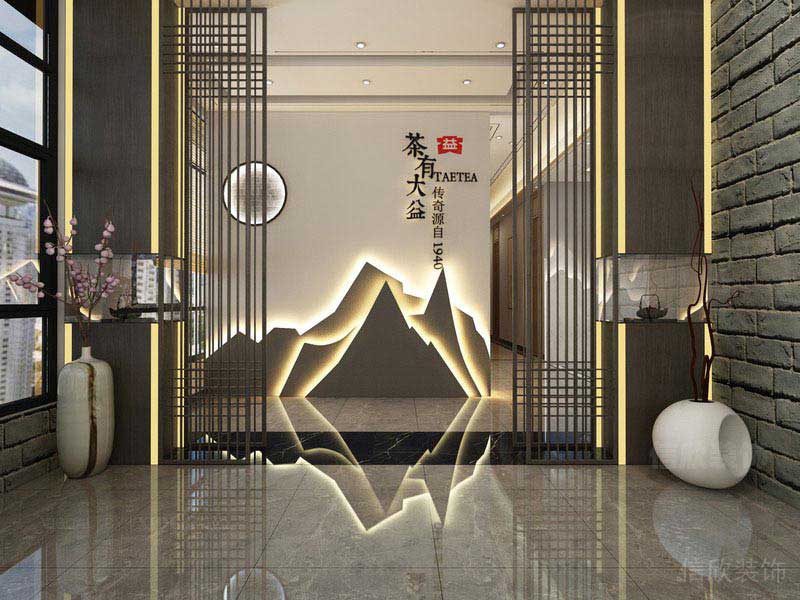 山景燈光造型的形象墻設(shè)計(jì)