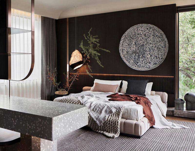 深色床頭背景墻設(shè)計方案