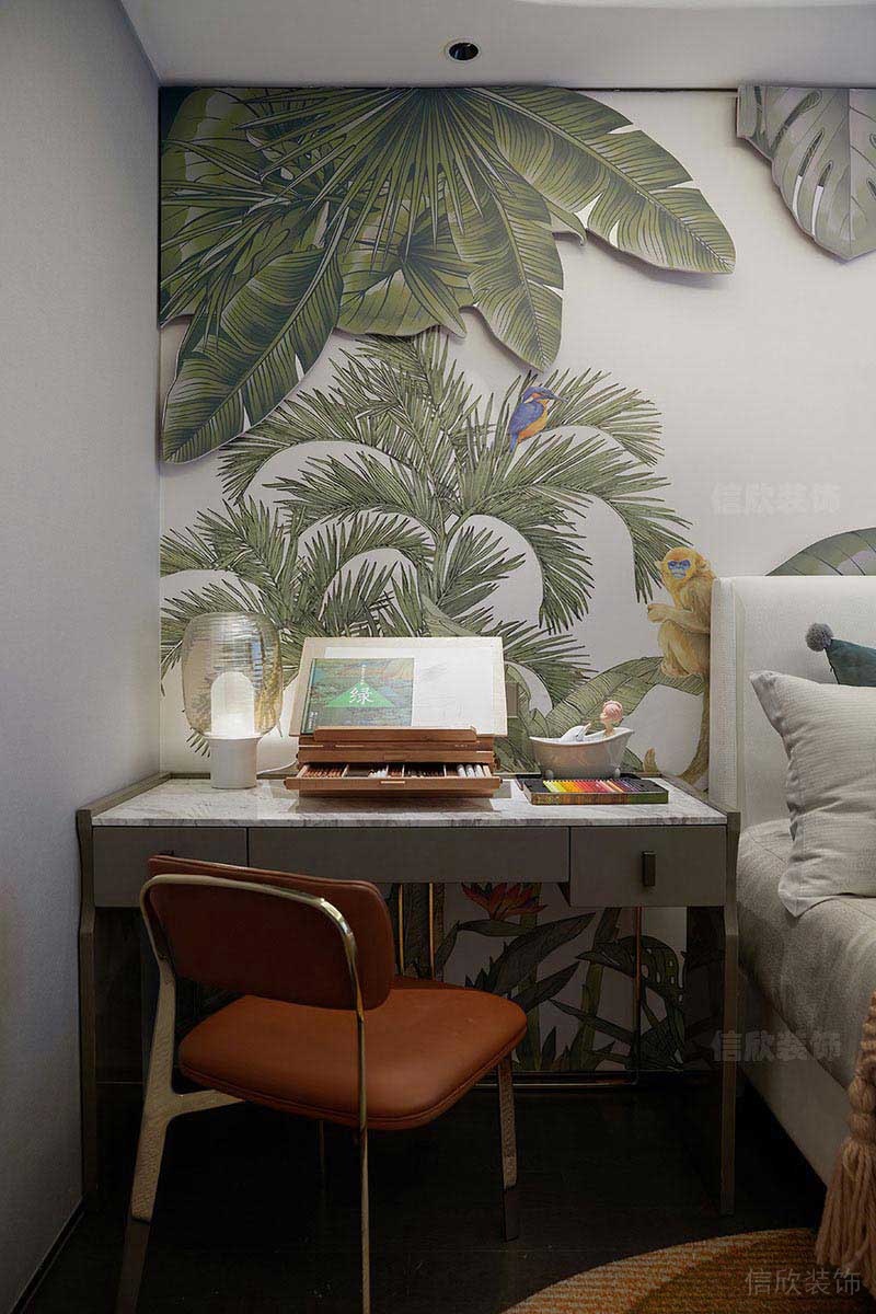 梳妝臺前藝術(shù)墻紙非常立體