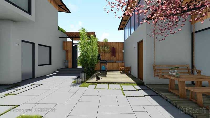 田園風(fēng)格民宿空間花園休閑區(qū)