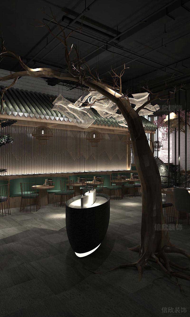 橢圓形洗手臺的中式餐廳設(shè)計(jì)圖