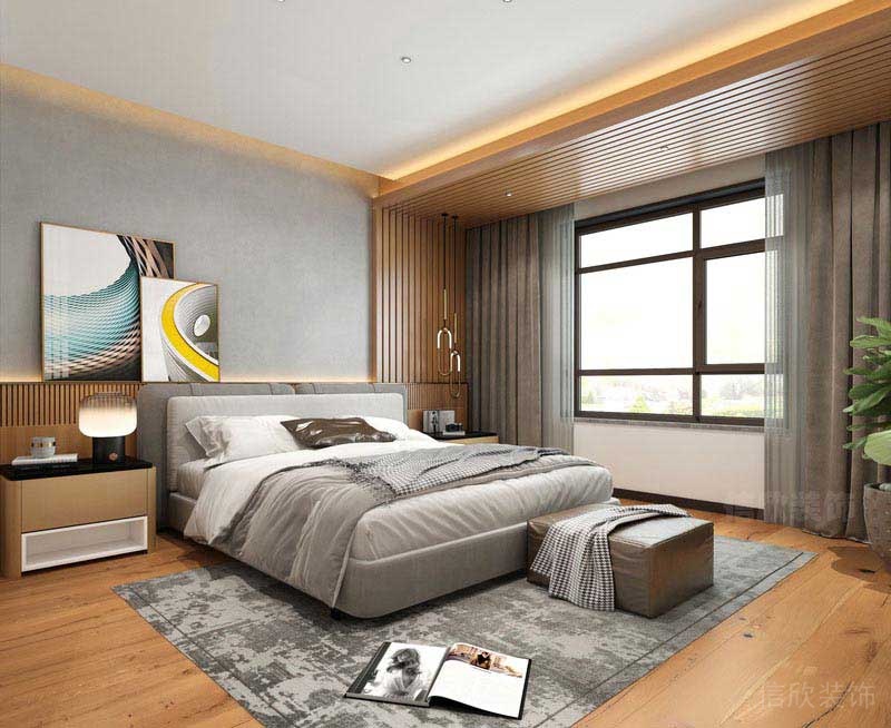 臥室原木色地面與吊頂設(shè)計方案