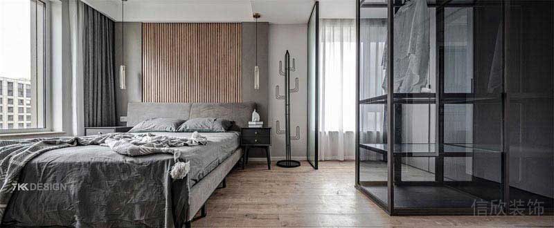 現(xiàn)代北歐原木家居臥室和衣帽區(qū)