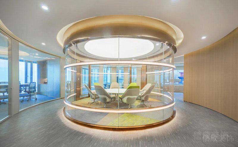 現(xiàn)代風(fēng)格辦公室玻璃房洽談區(qū)