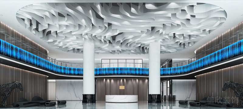 現代風格辦公室大堂天花藝術白色造型天花