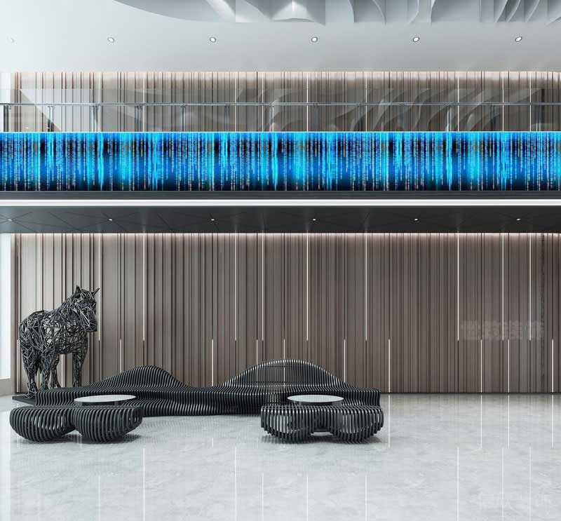 現代風格辦公室大堂休息區(qū)家具陳設