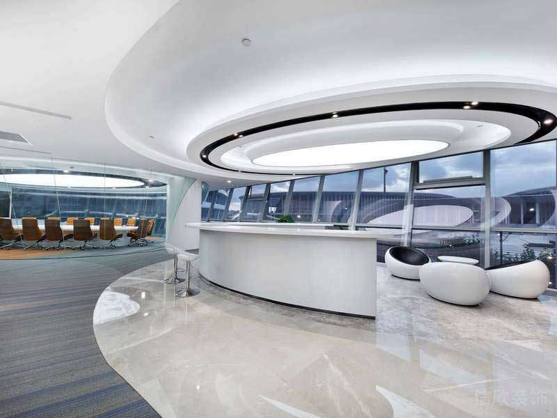 現代風格辦公室大堂圓弧形服務臺