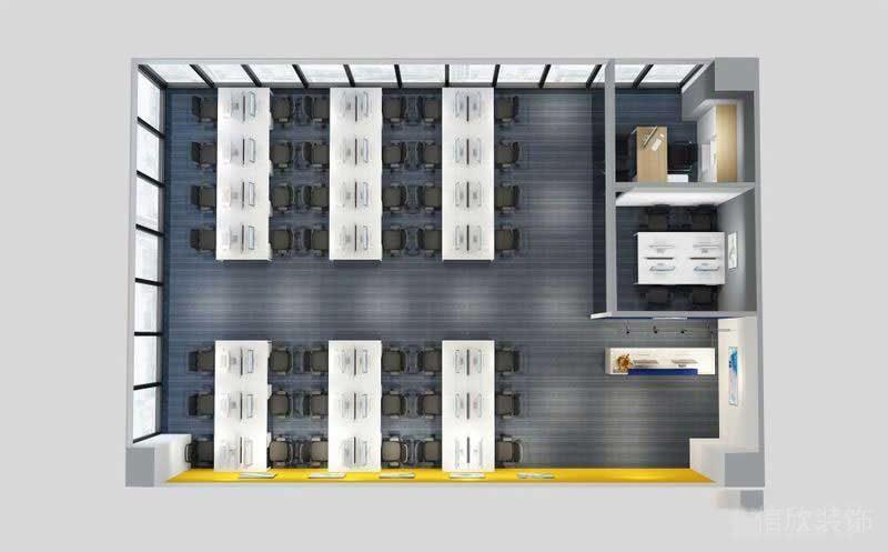 現(xiàn)代風格辦公室公共區(qū)彩色立體平面圖