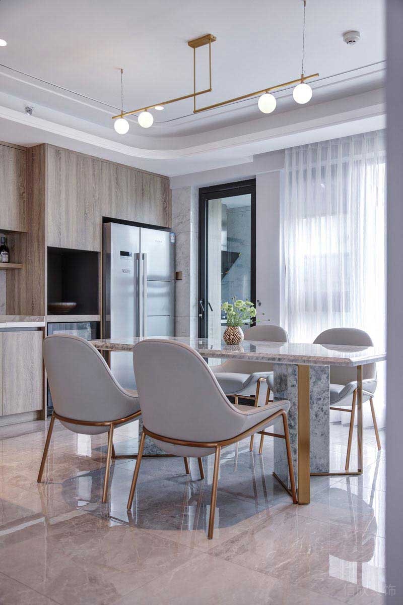 現(xiàn)代風(fēng)格的石材餐桌效果