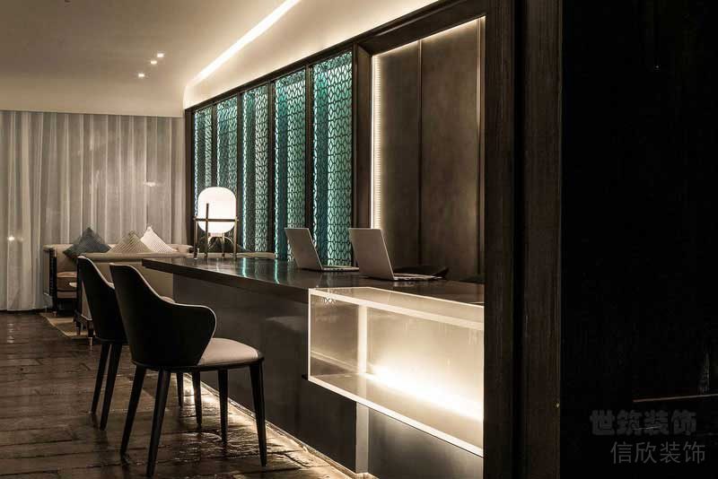 現(xiàn)代風格酒店空間前臺吧臺服務(wù)區(qū)