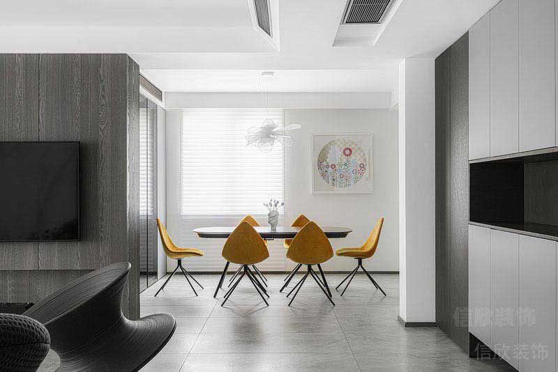 現(xiàn)代極簡(jiǎn)風(fēng)格家居餐廳檸檬黃餐椅