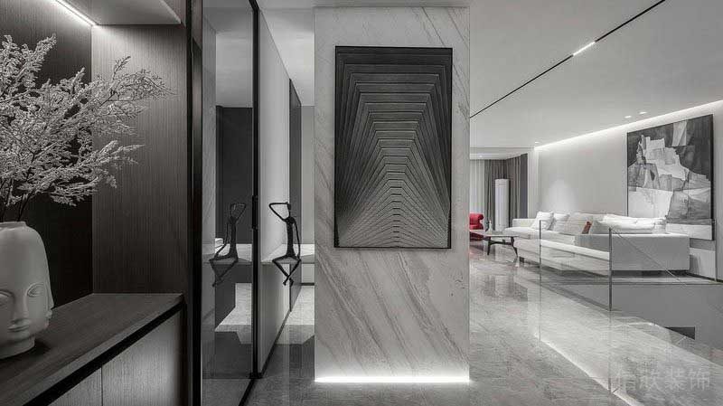 現(xiàn)代簡約黑白灰新房別墅二樓影音室效果圖