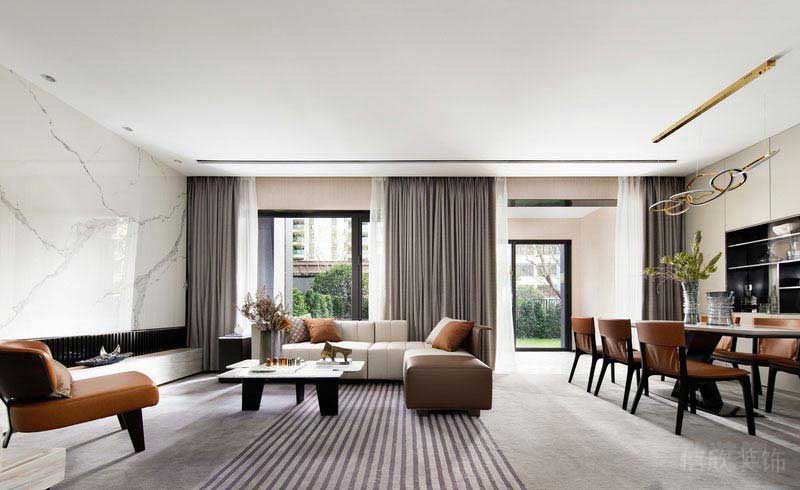 現(xiàn)代簡(jiǎn)約豪華別墅起居室餐廳