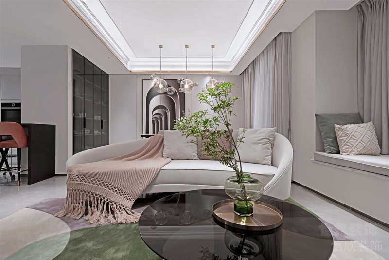 現(xiàn)代輕奢風(fēng)樣板間起居室貴妃椅