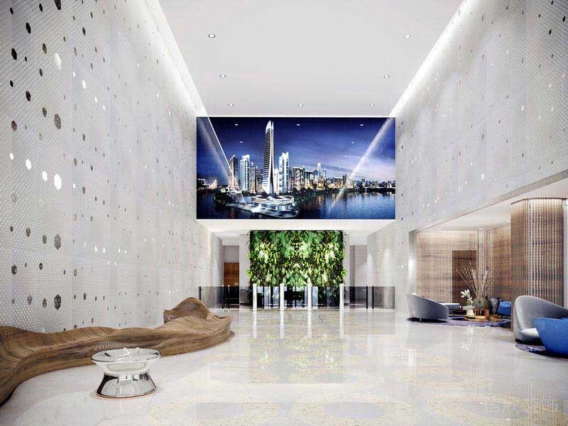 現(xiàn)代清新風辦公室大堂藝術裝飾休息區(qū)