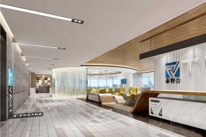 現(xiàn)代原木風(fēng)辦公室大堂過(guò)道