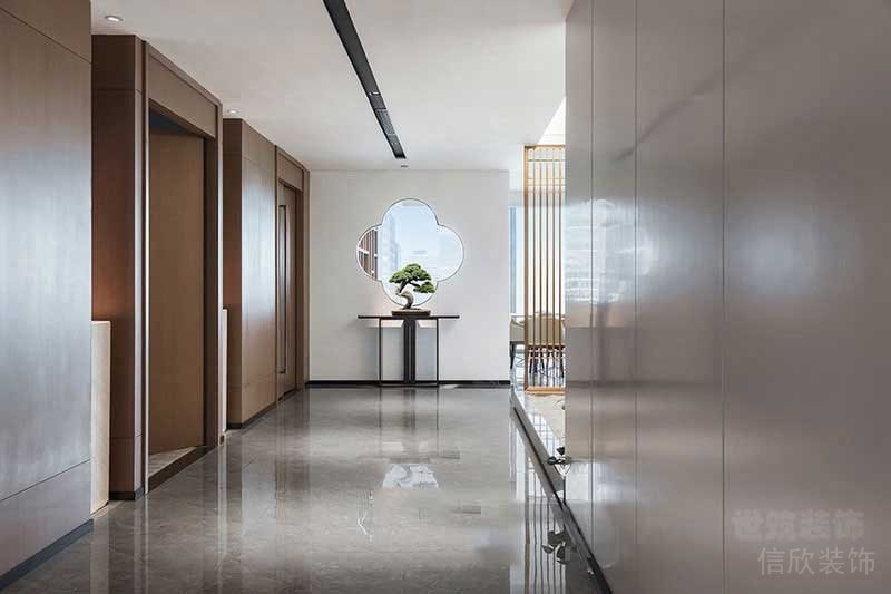 現(xiàn)代中式風(fēng)格辦公室過(guò)道地面大理石