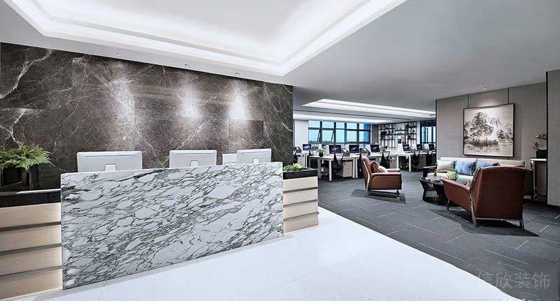 現(xiàn)代中式風(fēng)格辦公室前廳大理石前臺(tái)