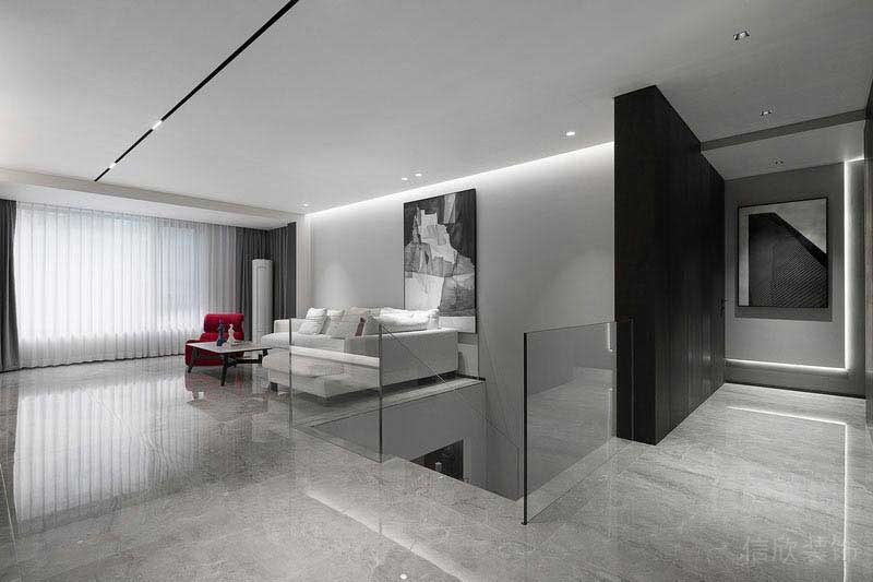 新居別墅后現(xiàn)代風(fēng)黑白灰二層效果圖