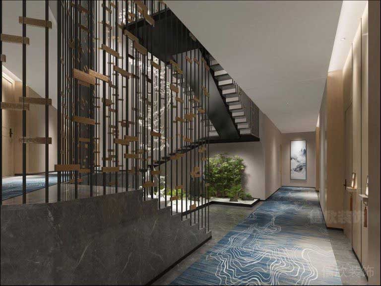 新居別墅新中式風(fēng)大理石樓梯效果圖