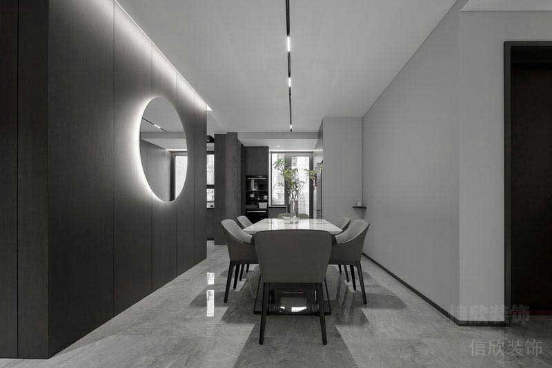 新居后現(xiàn)代風(fēng)黑白灰餐廳效果圖 (2)