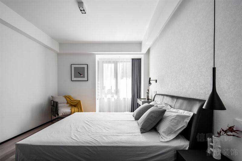 新居后現(xiàn)代風(fēng)黑白灰主臥效果圖
