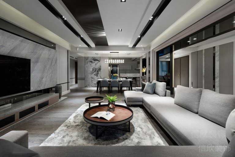 新居現(xiàn)代簡(jiǎn)約黑白色客廳效果圖