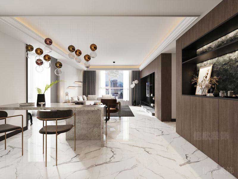 新居現(xiàn)代輕奢風(fēng)客餐廳效果圖(4)