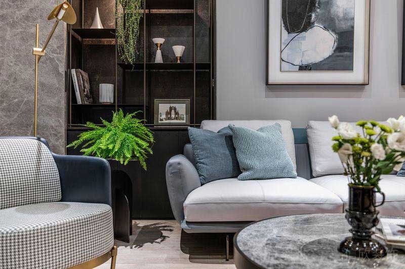 新居現(xiàn)代輕奢風(fēng)沙發(fā)背景墻效果圖(3)