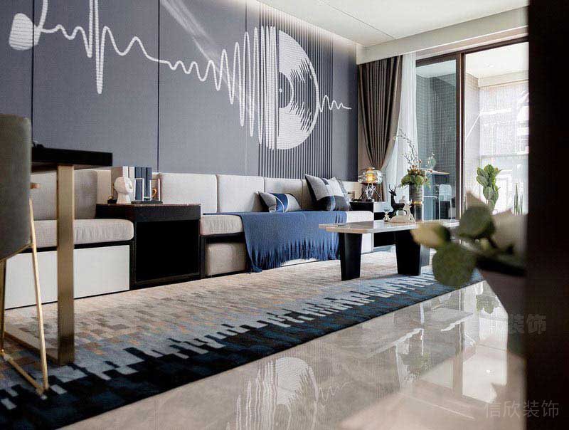 新居現(xiàn)代輕奢風(fēng)沙發(fā)背景墻效果圖 (5)