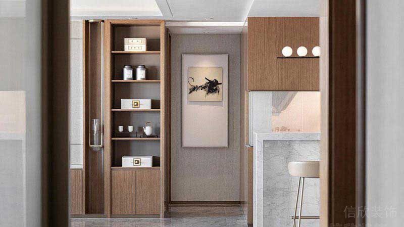 新居新中風(fēng)玄關(guān)掛畫(huà)效果圖