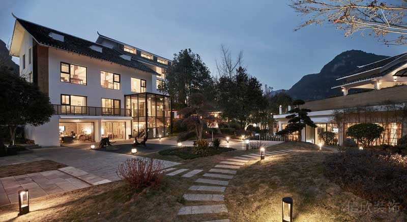 新中式風(fēng)格別墅區(qū)室外園林走道